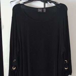 Stylish Black Blouse with Gold Details